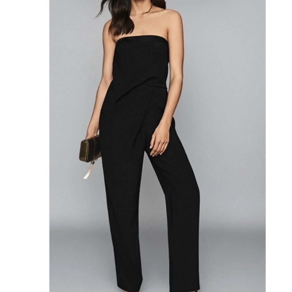 Reiss Black Strapless Jumpsuit with Straight Leg Pants NWT Size 2